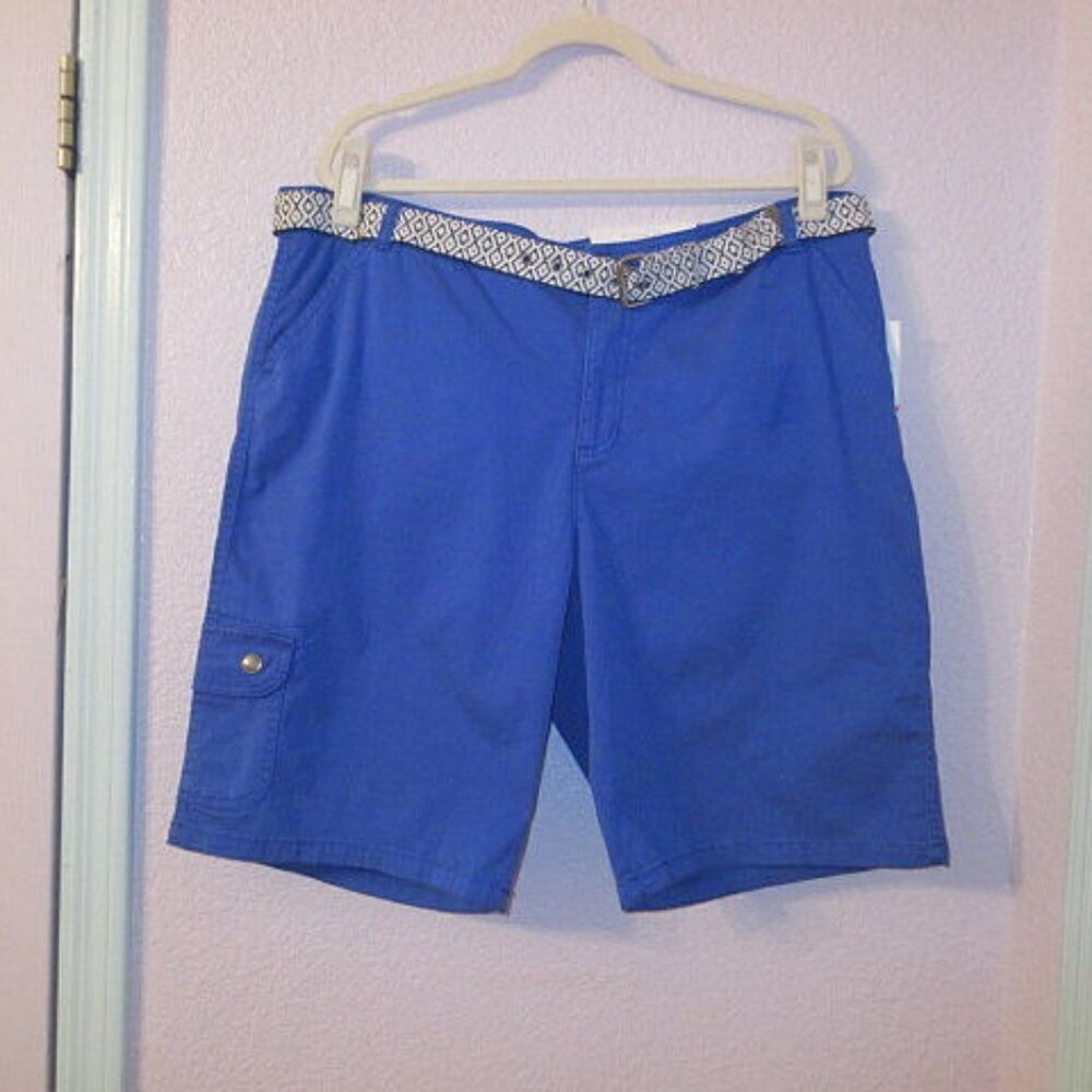 Croft & Barrow Cargo Shorts Womens Size 18 Stretch Belted Bermuda Slimming